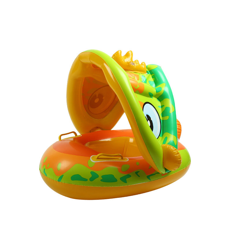 Baby Sunshade Swimming Ring With Steering Wheel Baby Seat Boat Horn Boat Home Children&#039;s Swimming Ring Swimming Pool Toy